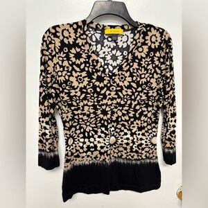 St. John Black and Cream Floral top
